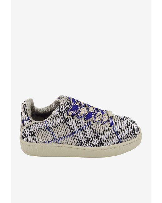 Burberry Gray Check Knit Box Sneakers for men