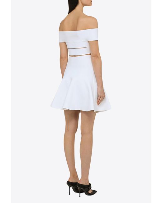Alexander McQueen White Cut-Out Off-Shoulder Mini Dress