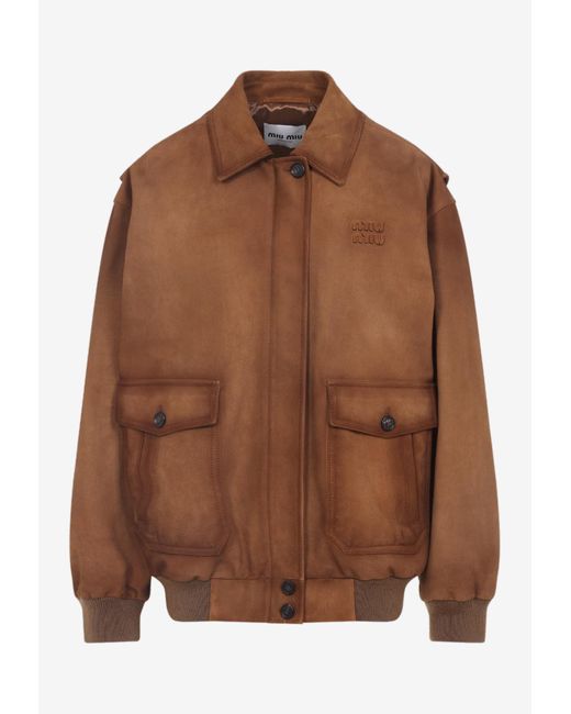 Miu Miu Brown Lamb Leather Jacket