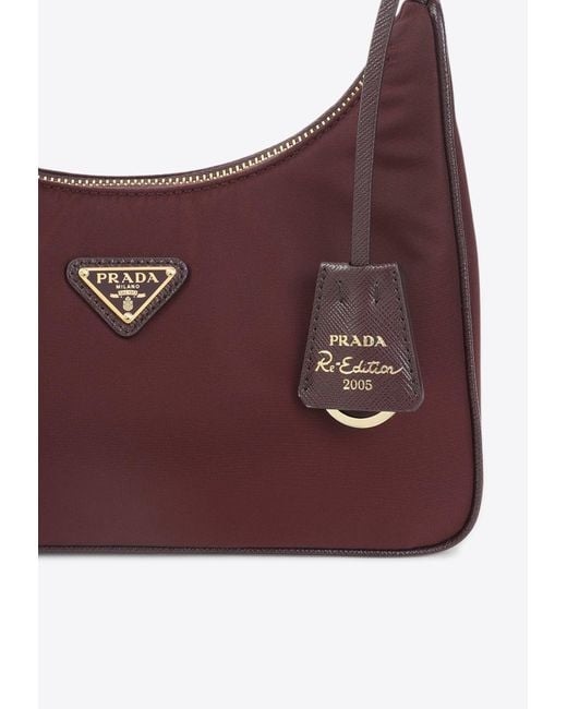 Prada Red Mini Re-Edition 2005 Re-Nylon And Saffiano Shoulder Bag