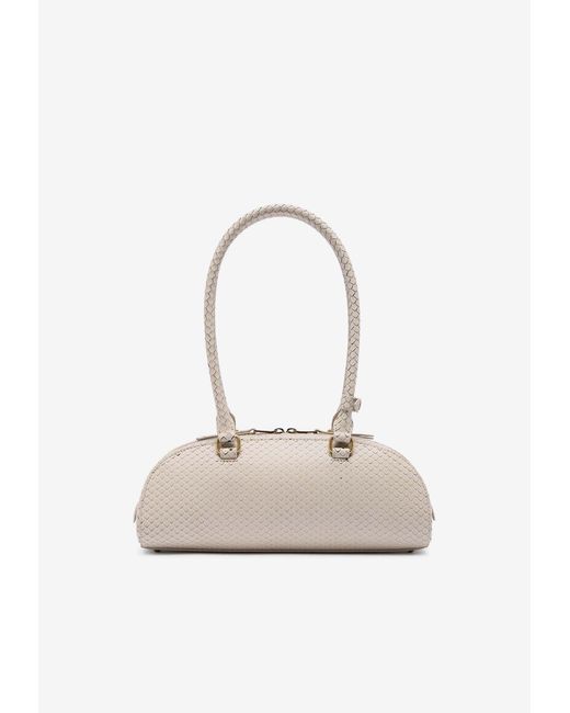 DIESEL White 1Dr Python-Effect Leather Shoulder Bag