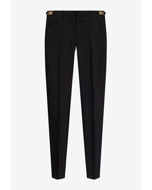 Versace Black Tapered Wool Pants for men