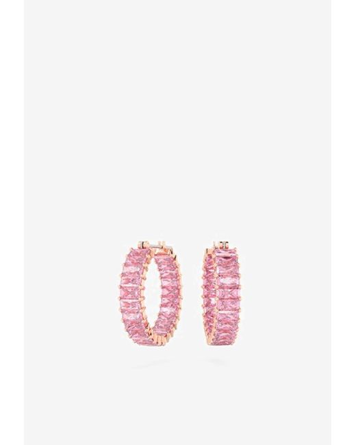 Swarovski Pink Matrix Hoop Crystal Embellished Earrings