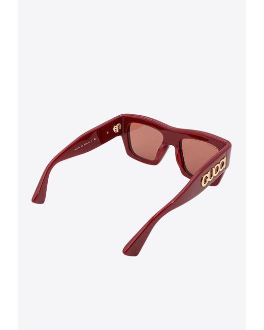 Gucci Red Square Acetate Sunglasses