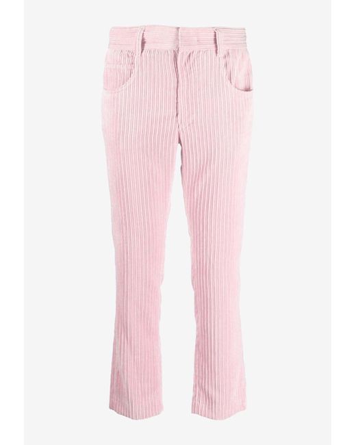 Isabel Marant Pink Tilorsya Corduroy Straight-Leg Pants