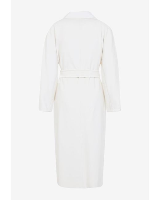 Max Mara White Madame Double-Breasted Wool Coat