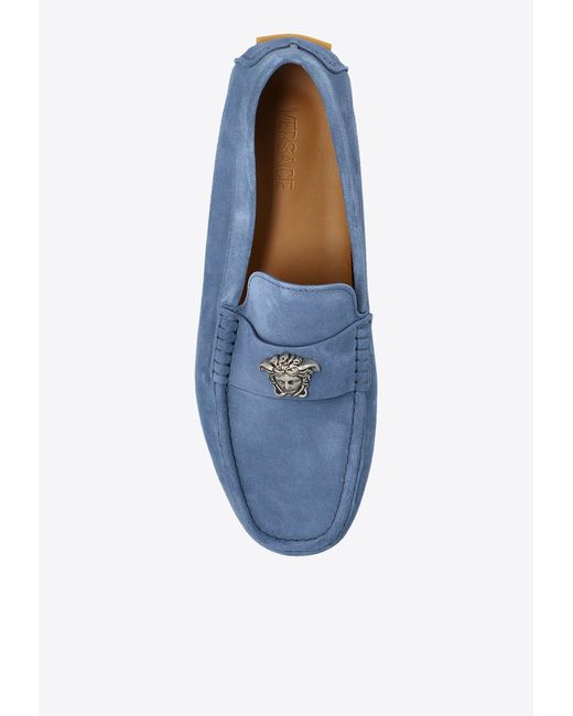 Versace Blue Suede Loafers for men