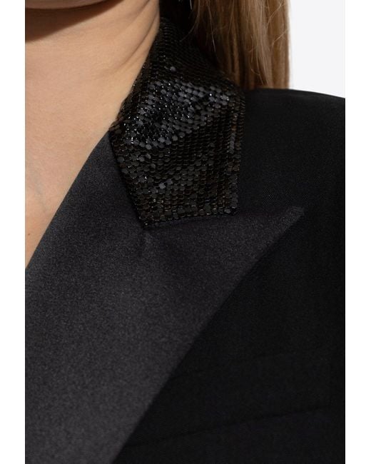 Versace Black Sequin Embellished Tuxedo Blazer