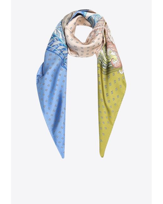 Ferragamo Blue Scarf With Madras Print