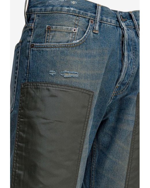 Acne Blue Patchwork Distressed Jeans for men