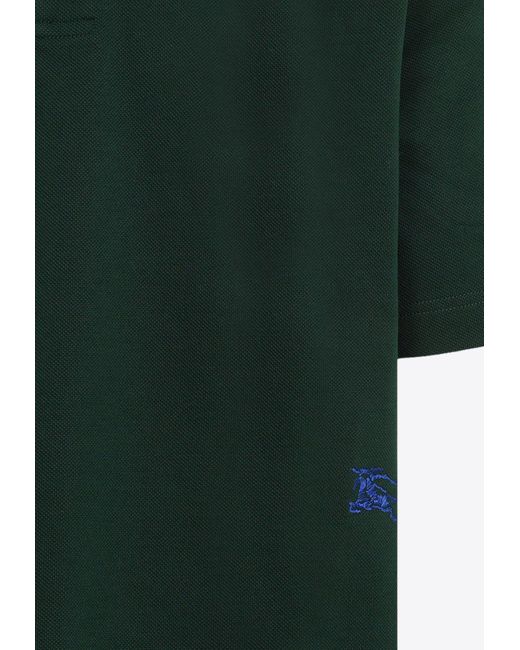 Burberry Green Edk-Embroidered Polo T-Shirt for men