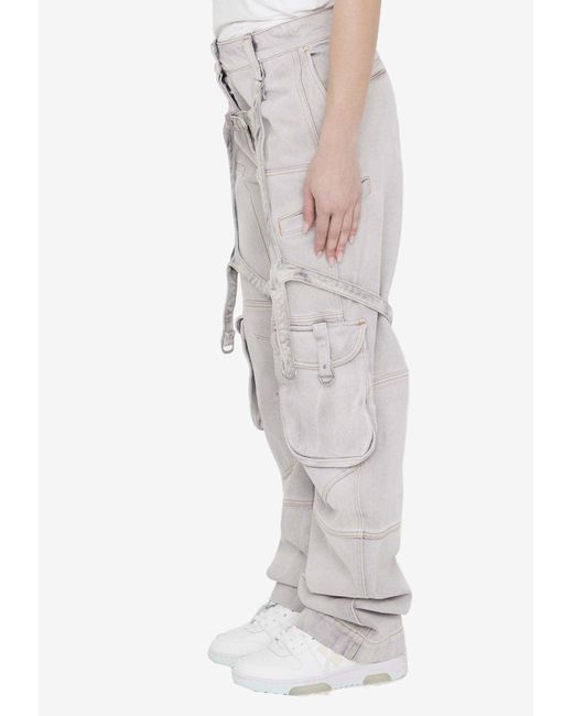 Off-White c/o Virgil Abloh Gray Laundry Baggy Cargo Jeans