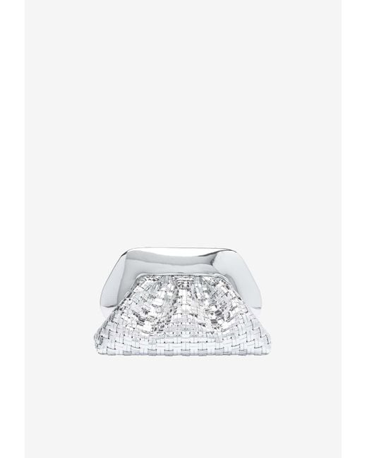 THEMOIRÈ White Gea Weaved Laminated Clutch Bag