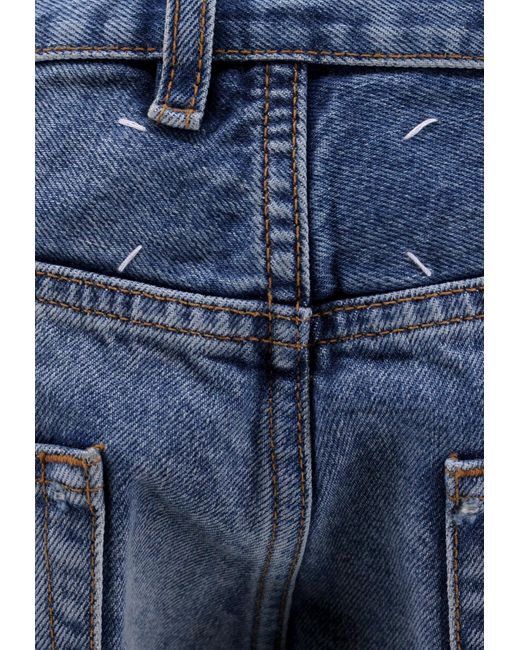 Maison Margiela Blue Frayed Jeans With Signature-Stitches