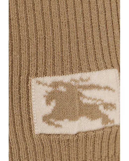 Burberry Natural Ekd Rib Knit Turtleneck Wool Sweater