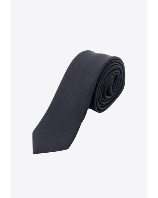 Saint Laurent Blue Pointed Silk Tie for men