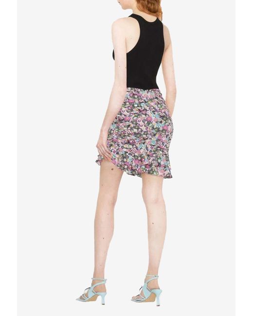 Isabel Marant Multicolor Floral-Print Ruched Mini Skirt