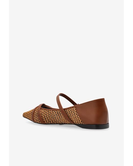 Max Mara White Woven Ballet Flats