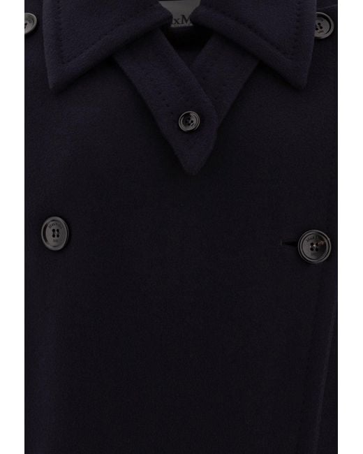 Max Mara Blue Laveno Wool And Cashmere Coat