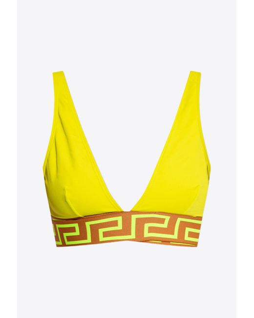 Versace Yellow Crossed Greca Bikini Top
