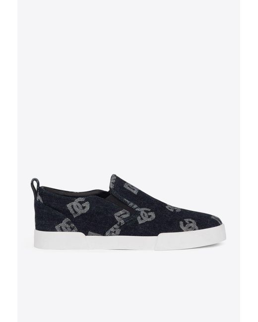Dolce & Gabbana Blue Portofino Dg Logo Sneakers for men
