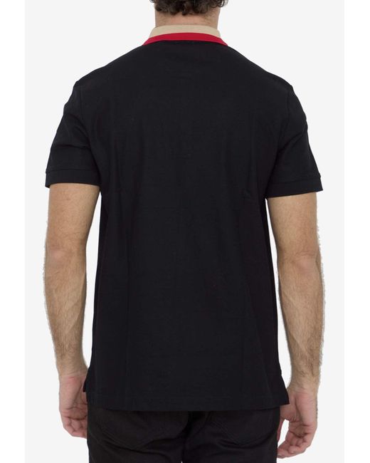 Burberry Black Logo-Detailed Polo T-Shirt for men