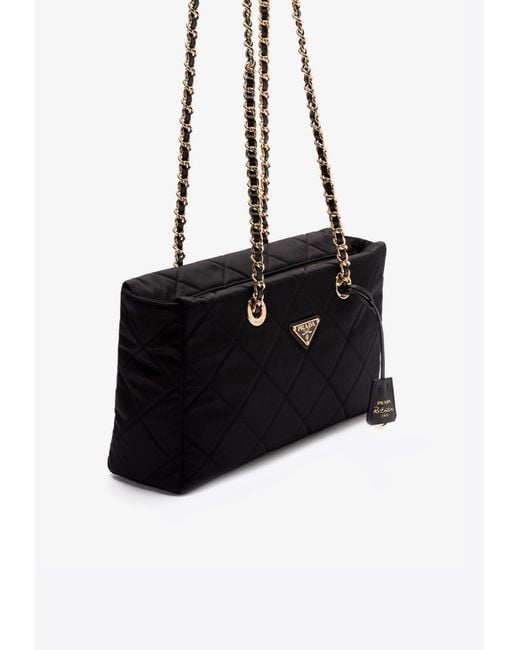 Prada White Medium Re-Edition 1995 Chaîne Shoulder Bag