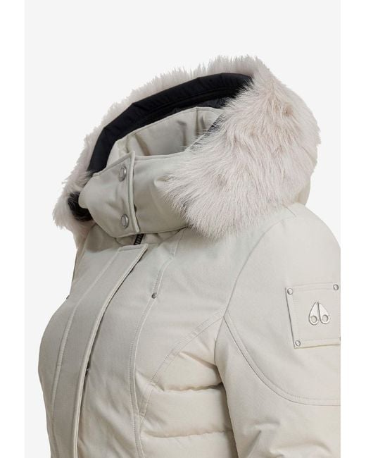 Moose Knuckles Gray Cloud Shearling-Trimmed Parka