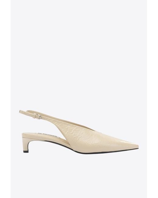 Jil Sander White 50 Leather Slingback Pumps