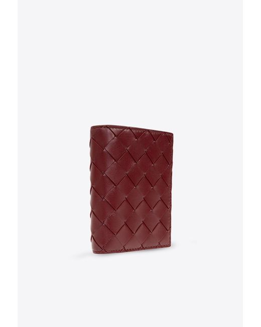 Bottega Veneta Red Small Intrecciato Bi-Fold Zip Wallet