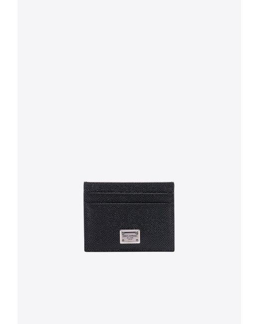 Dolce & Gabbana White Grained Leather Logo Cardholder for men