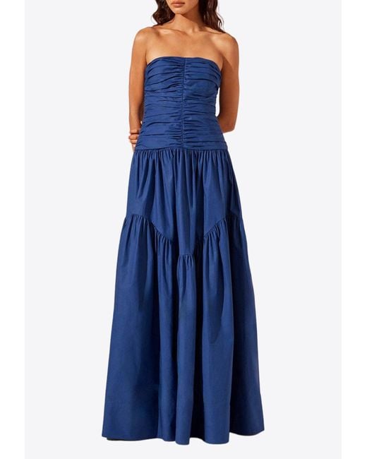 blue shona joy dress Shona Joy - La Lune Strapless Column Maxi Dress - Powder Blue