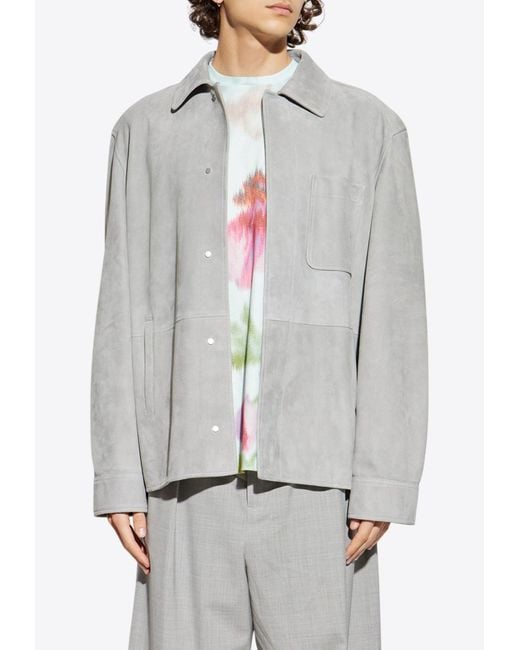 Loewe Gray Essential Suede Overshirt for men