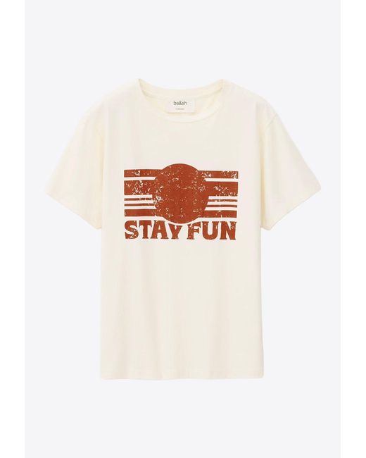 Ba&sh Blue Patterned Crewneck T-Shirt
