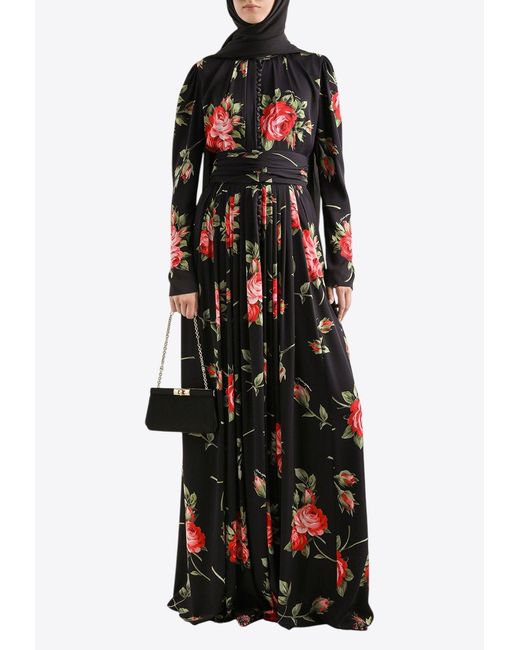 Dolce & Gabbana Women's Black Floral Maxi Dress - www.ice4pros.com.br