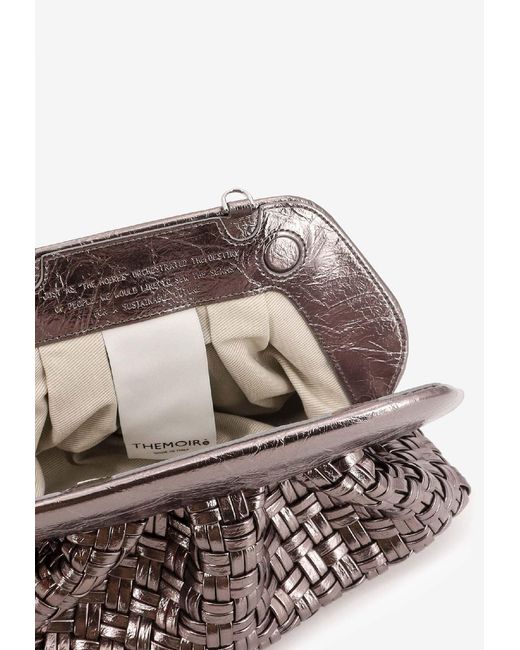 THEMOIRÈ Metallic Tia Laminated Faux Leather Clutch Bag