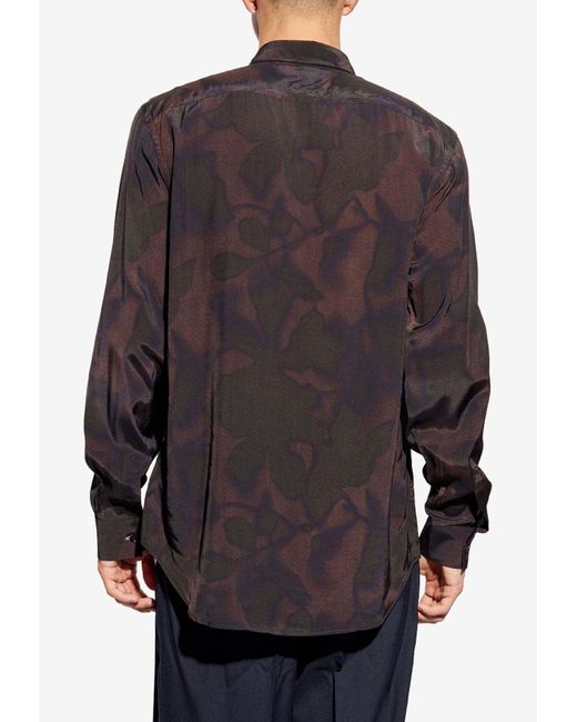 Paul Smith Gray Floral Print Long-Sleeved Shirt for men
