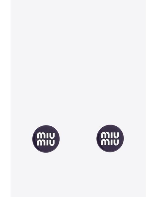 Miu Miu White Logo Lettering Clip-on Earrings