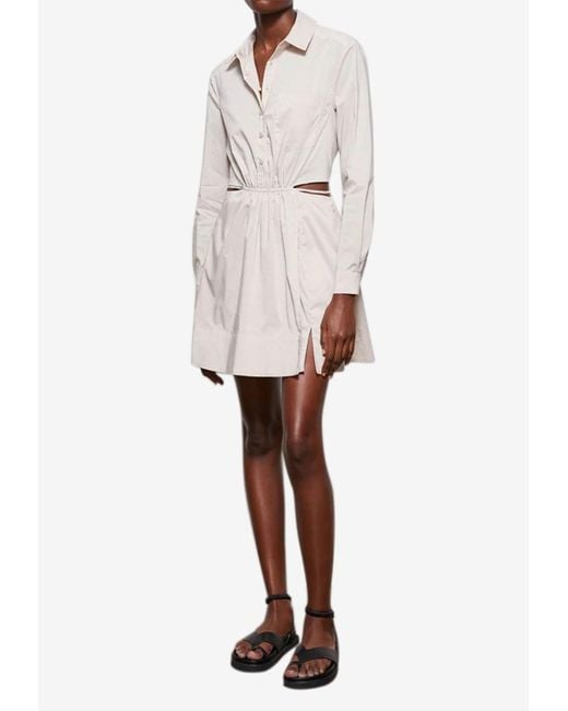 Jonathan Simkhai Cotton Shaelyn Mini Shirt Dress With Cut-outs in Beige ...