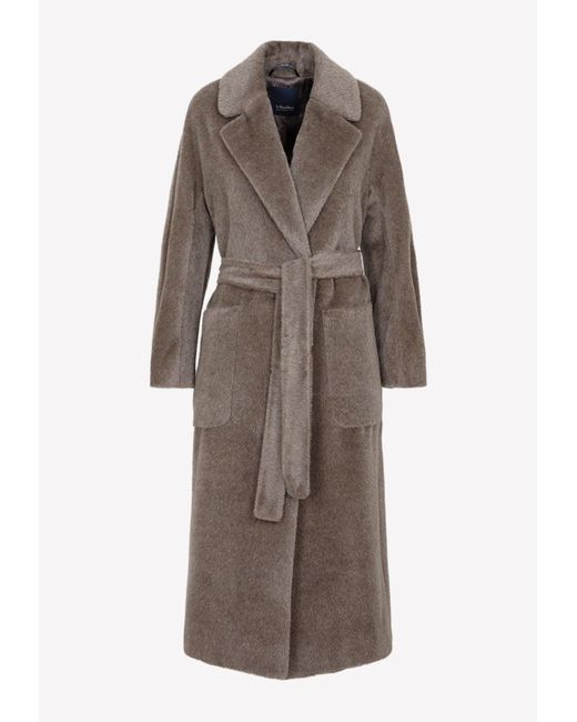 Max Mara Wool Malesia Below-the-knee Coat in Brown | Lyst