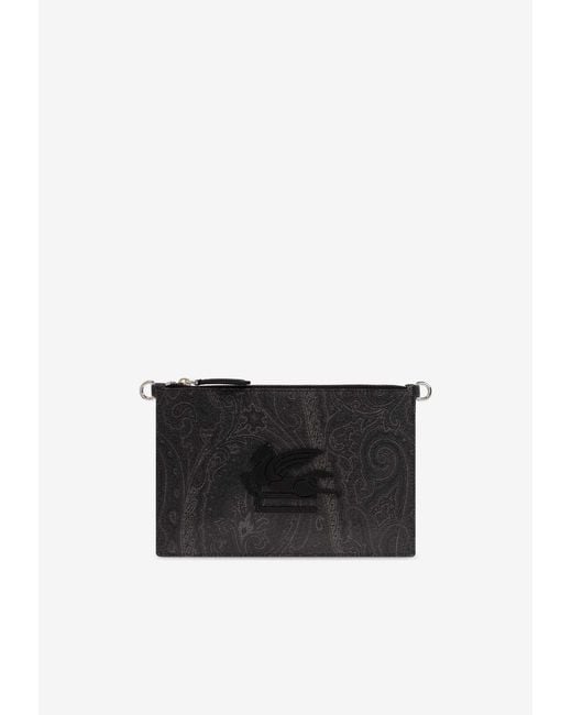 Etro White Pegaso Patch Pouch Bag for men