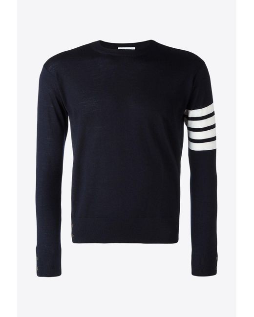 Thom Browne Blue 4-Bar Stripes Wool Sweater for men