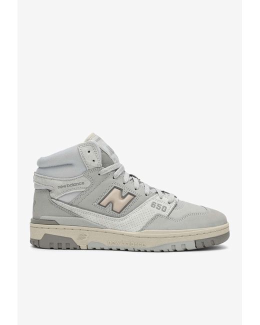 New Balance White 650 Leather High-top Sneakers for men