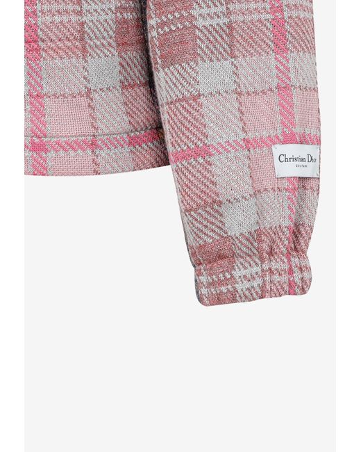 Dior Pink Checked Zip-Up Jacket for men