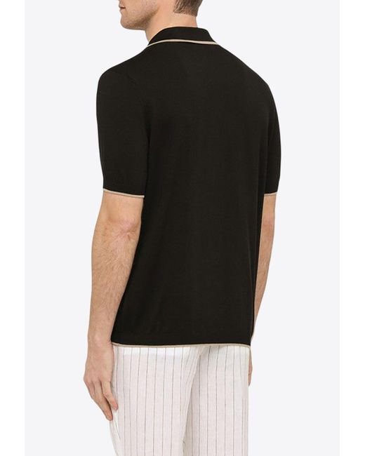 Brunello Cucinelli Black Knitted Button-Up Shirt for men