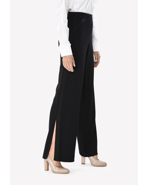 Cushnie et Ochs Black Matte Tuxedo Pants With Side Slits