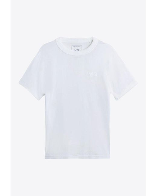 Y-3 White Slim Logo T-Shirt for men