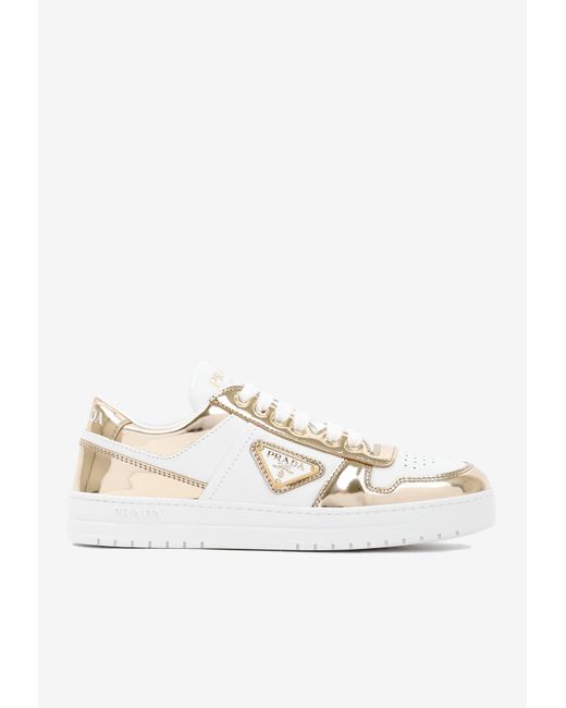 Prada White Downtown Lace-up Leather Sneakers
