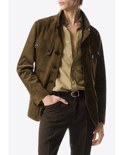 Tom Ford Suede Sartorial Military Jacket in Brown for Men Lyst