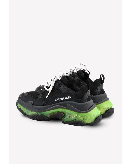 Balenciaga Triple S Clear Sole Sneakers In Mesh And Leather in Black ...